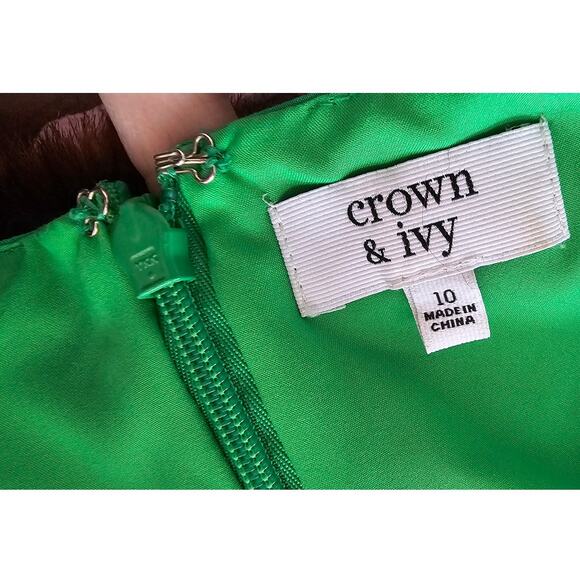 Crown & Ivy Women's Summer Embroidered Eyelet Seahorse Shift Dress Size 10 Green - Picture 5 of 6